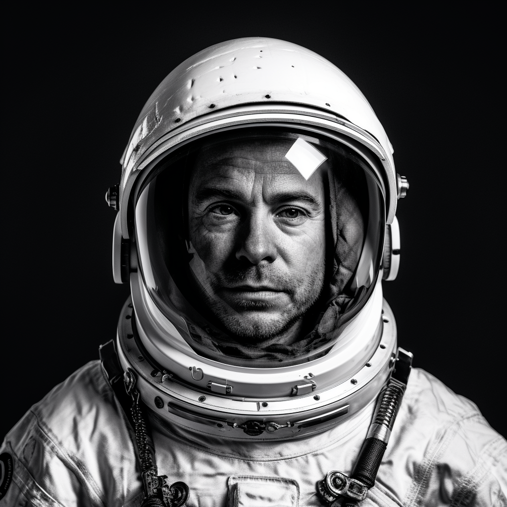 Astronaut portrait black white seamless