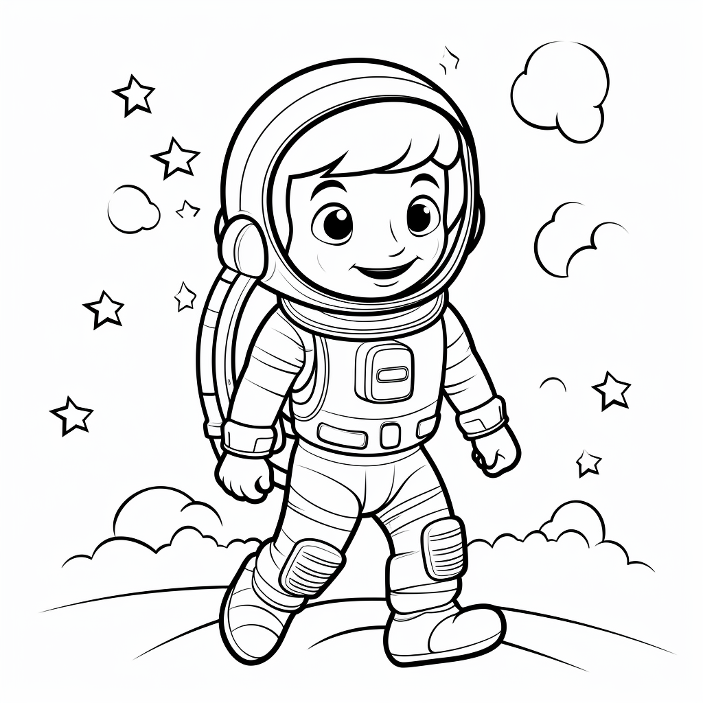 Astronaut rocket coloring sheet