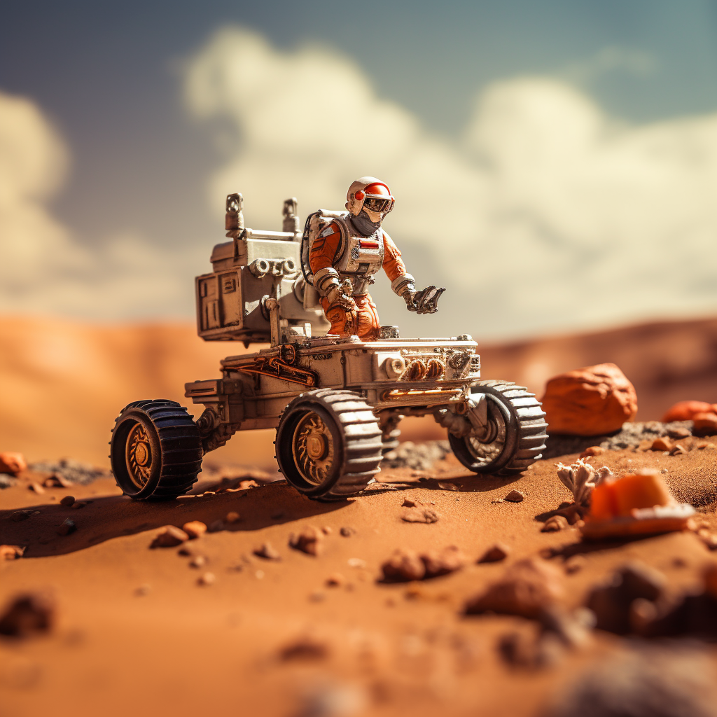 Astronaut on Mars with Rover