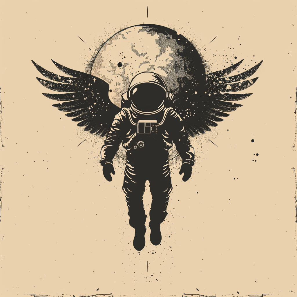 Astronaut with wings silhouette art