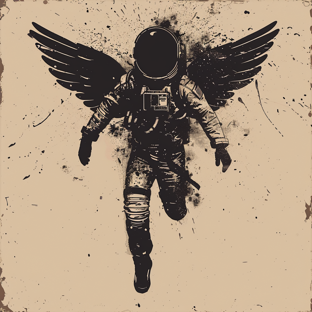 astronaut wings flying horizontal