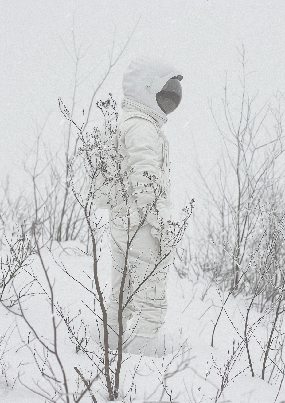 Astronaut in Winter Snow Portrait