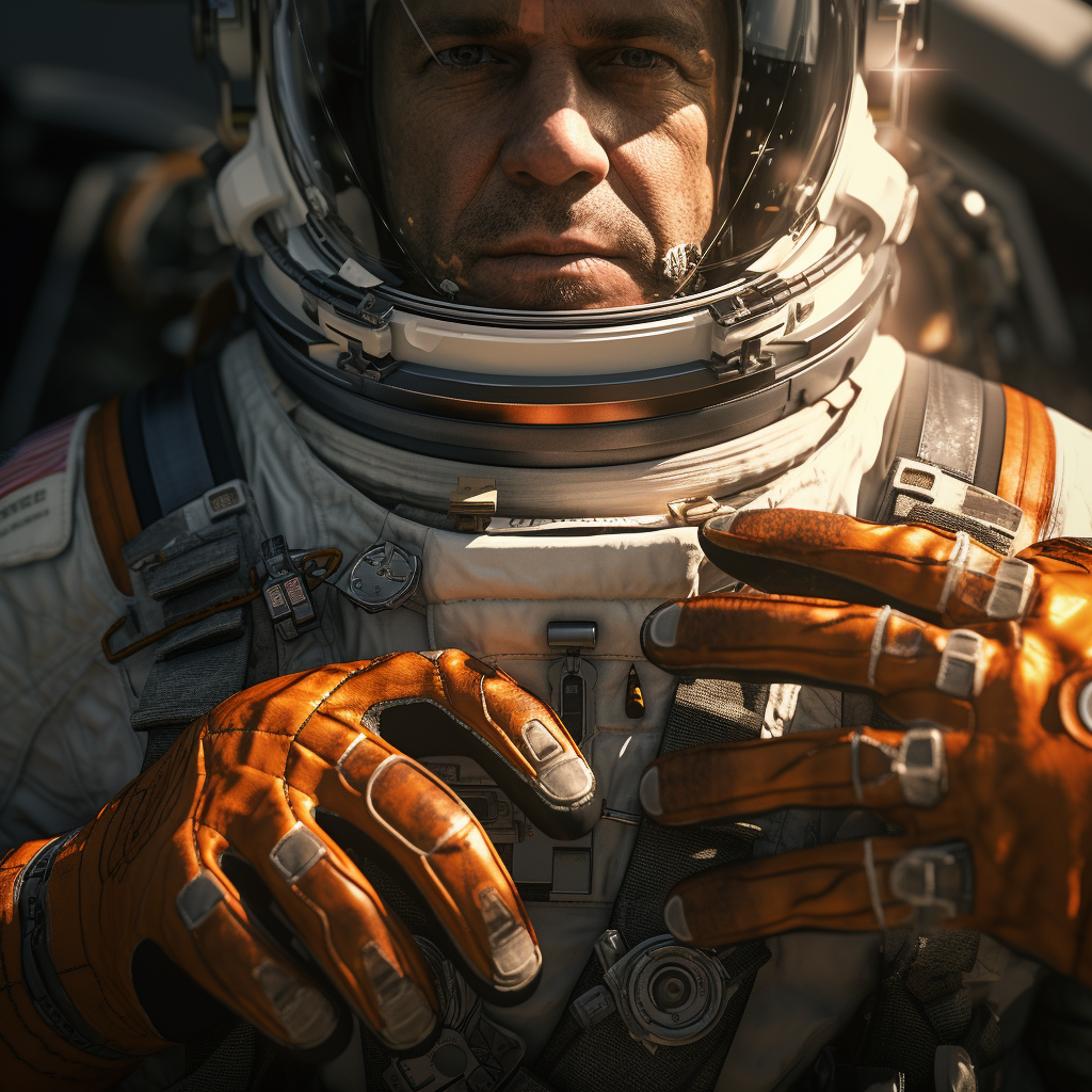 Astronaut wearing gloves before launch