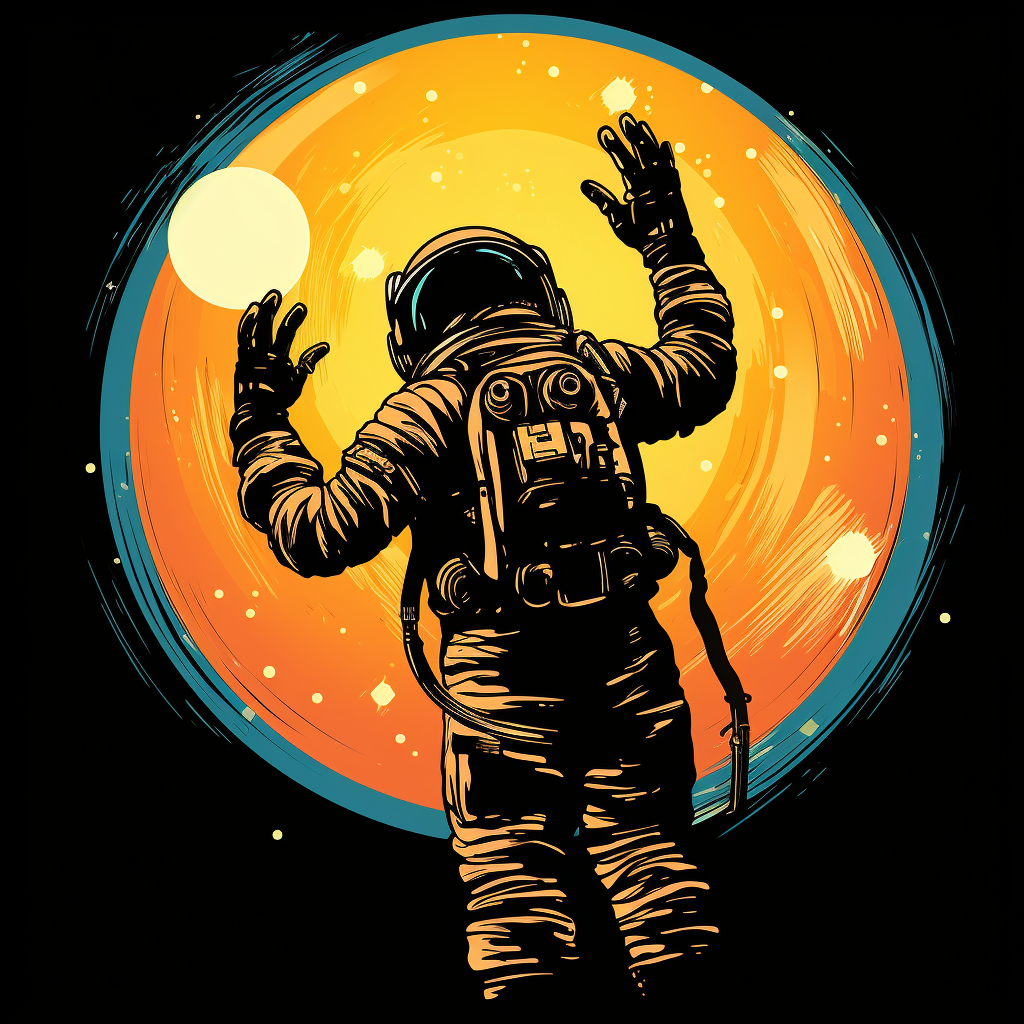 Astronaut reaching for light in vector image