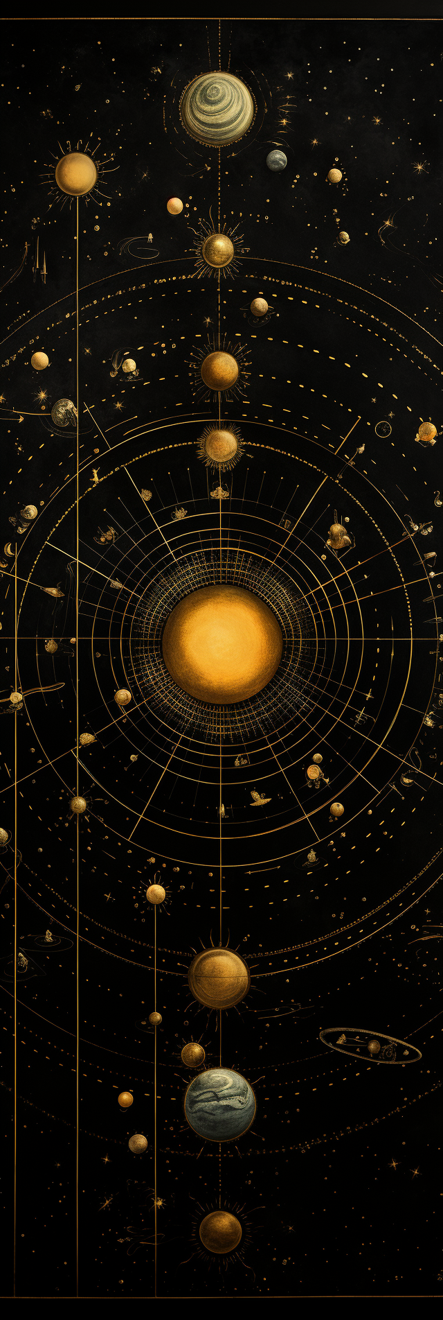 Old-timey Astronomy Diagram of Solar System