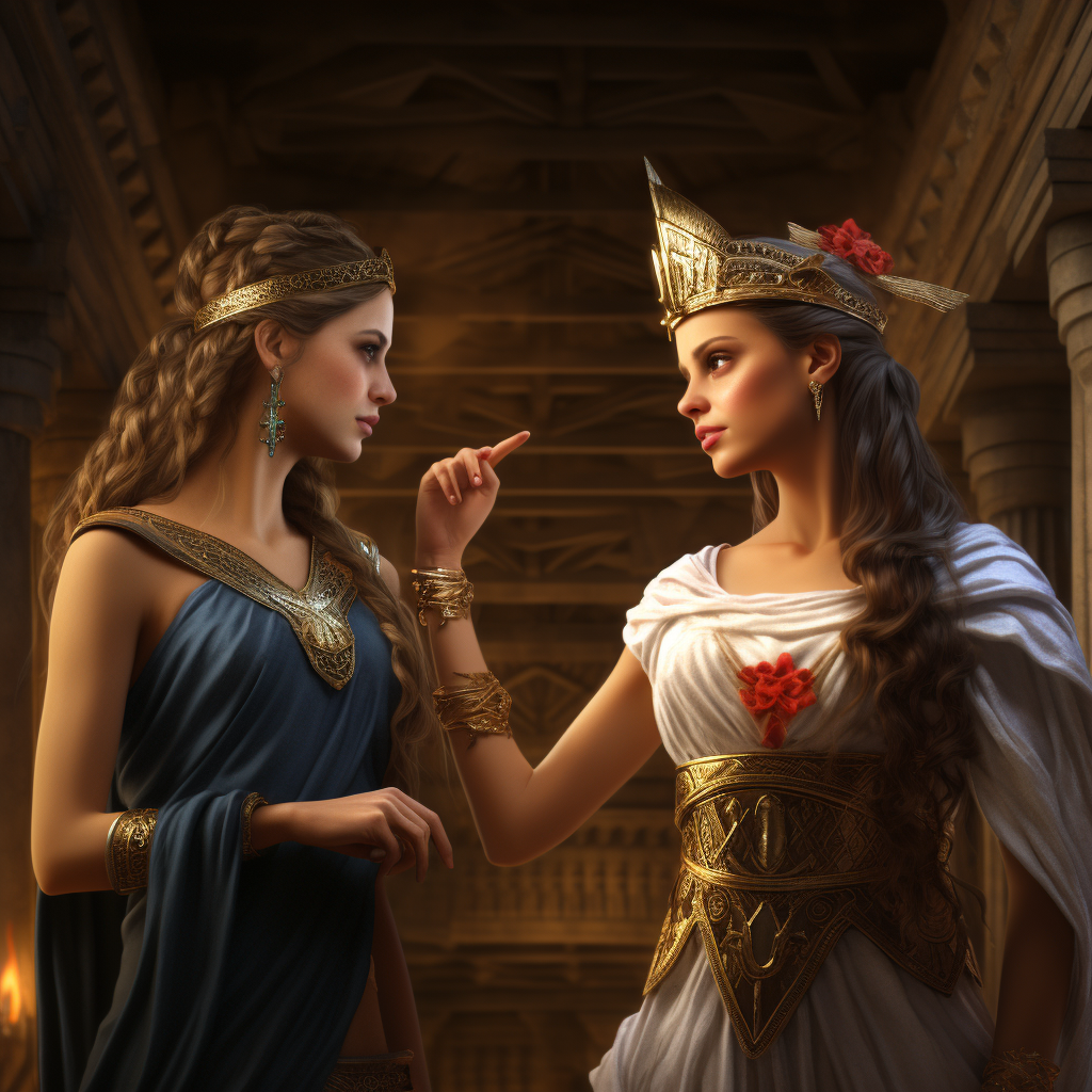 Athena angry with young woman in temple