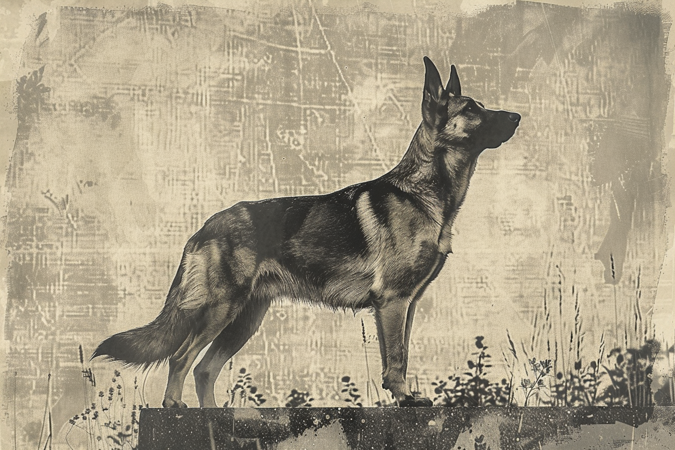 Tan German Shepherd Dog Woodcut