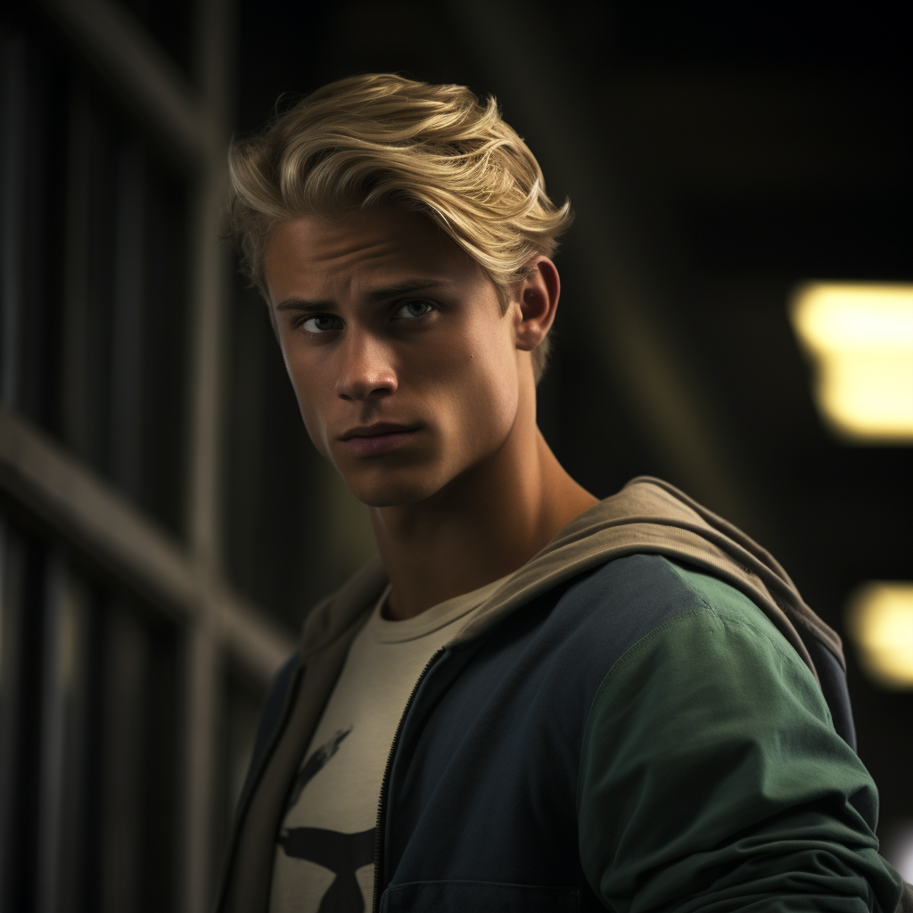 Handsome blonde-haired high school athlete