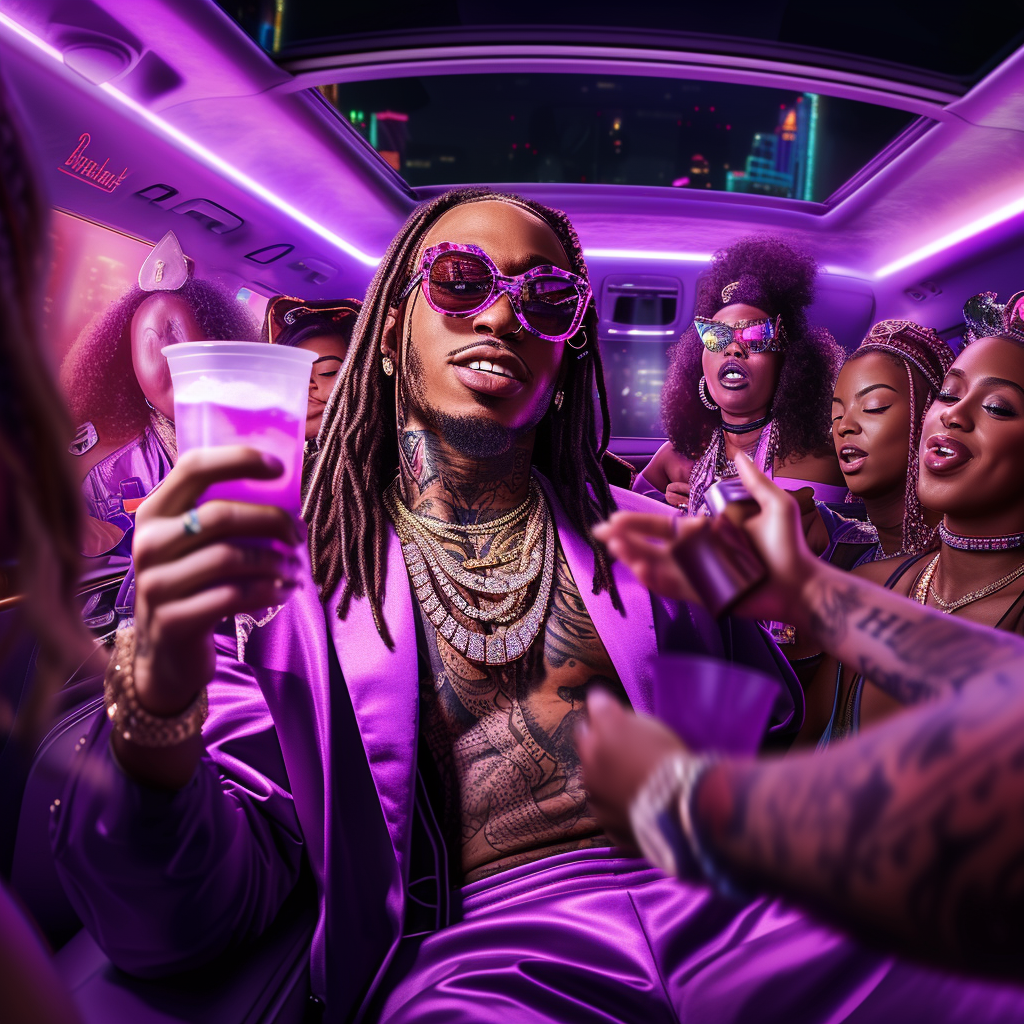 Atlanta rapper Quavo with girls in 3D render