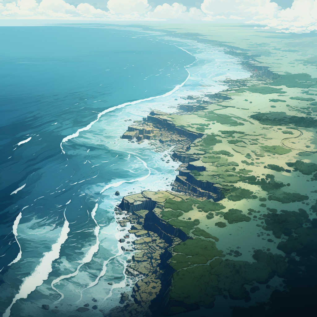 Aerial view of Atlantic Ocean coast