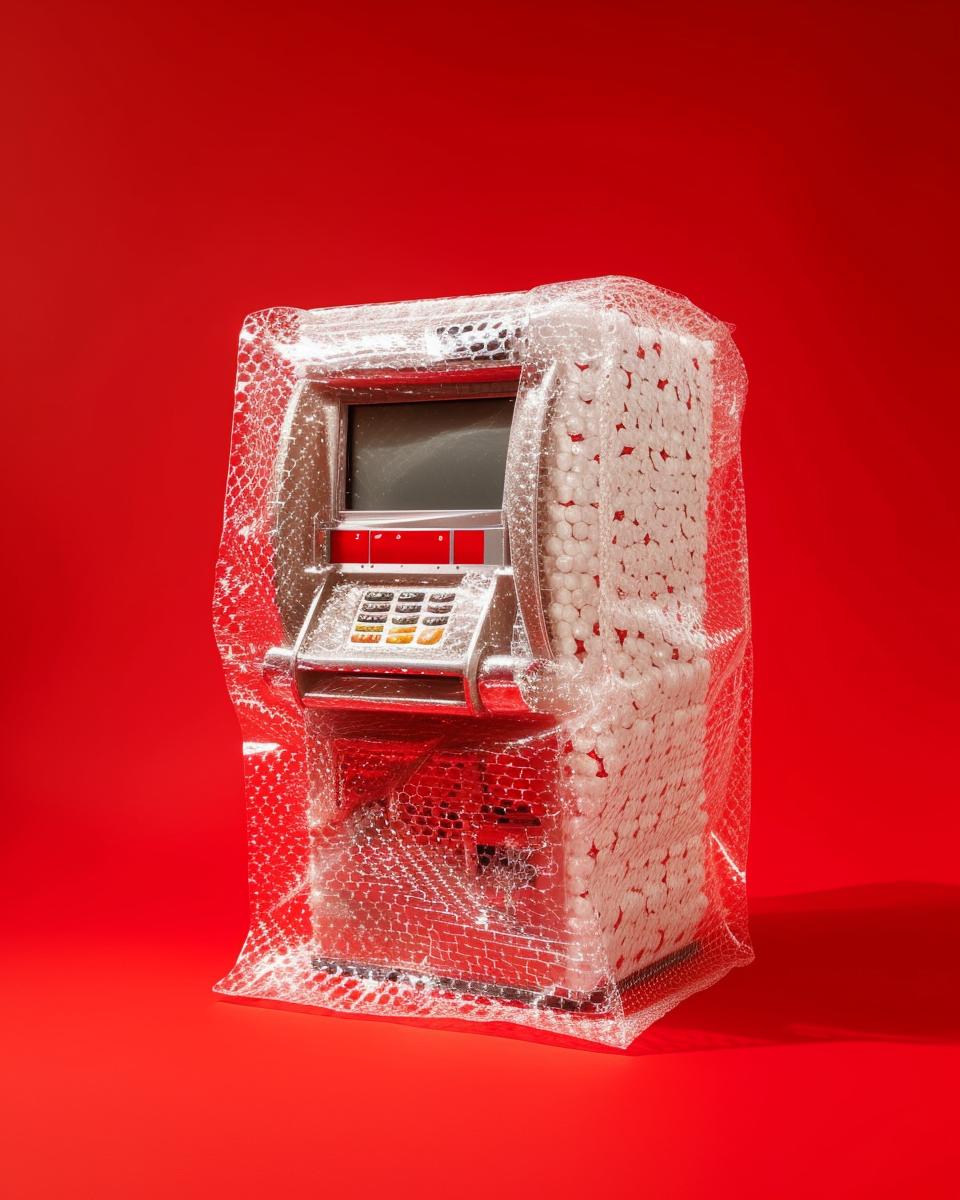 Secure ATM Machine Wrapped in Bubble Wrap