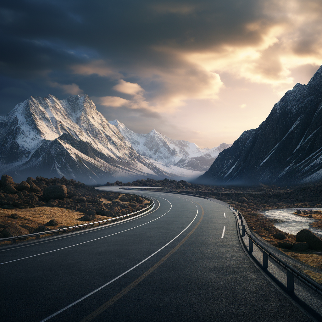 Beautiful mountain landscape on twisting highway