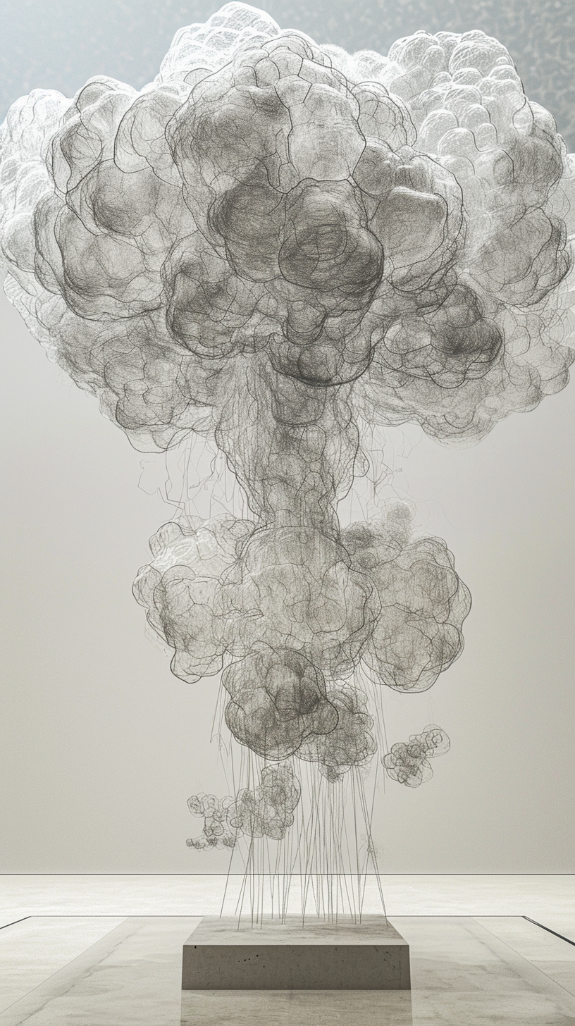 Atomic bomb cloud rendering museum piece