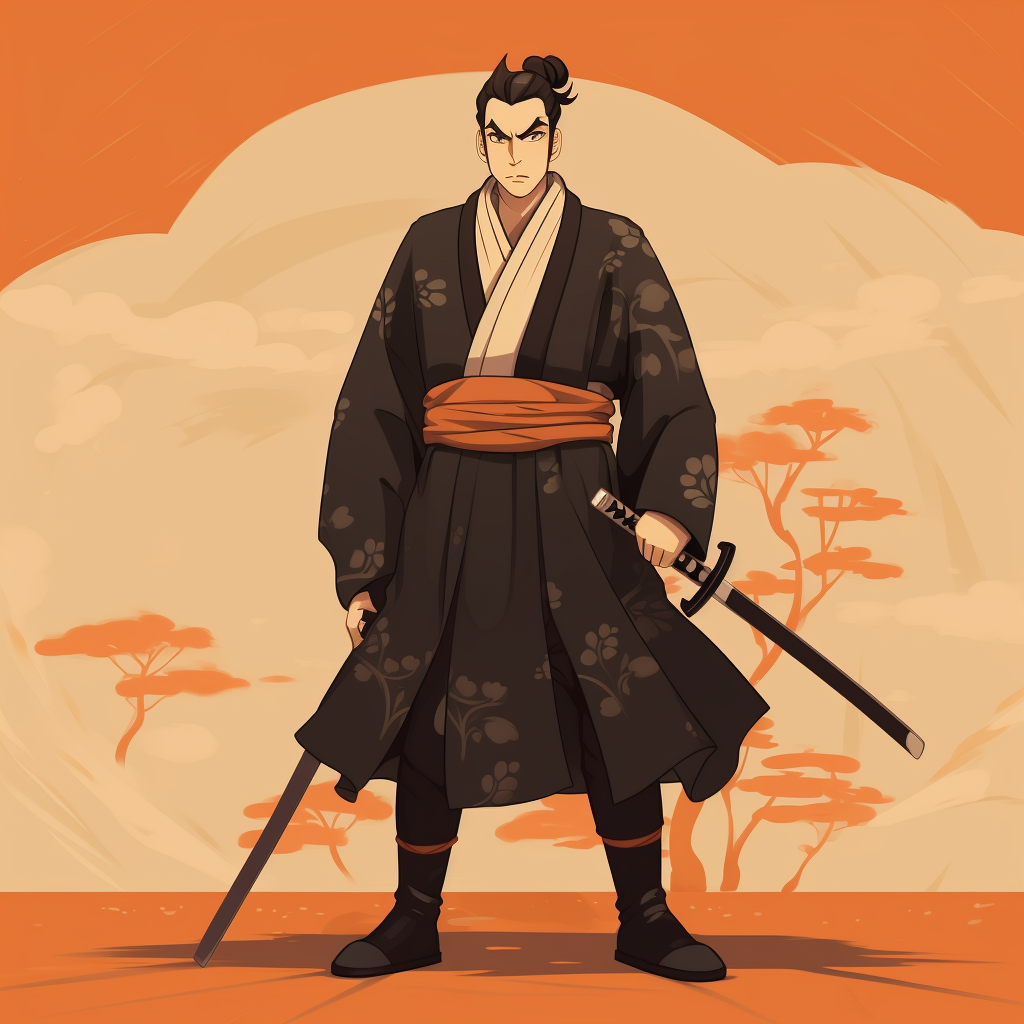 Atsumu as a powerful samurai with katana