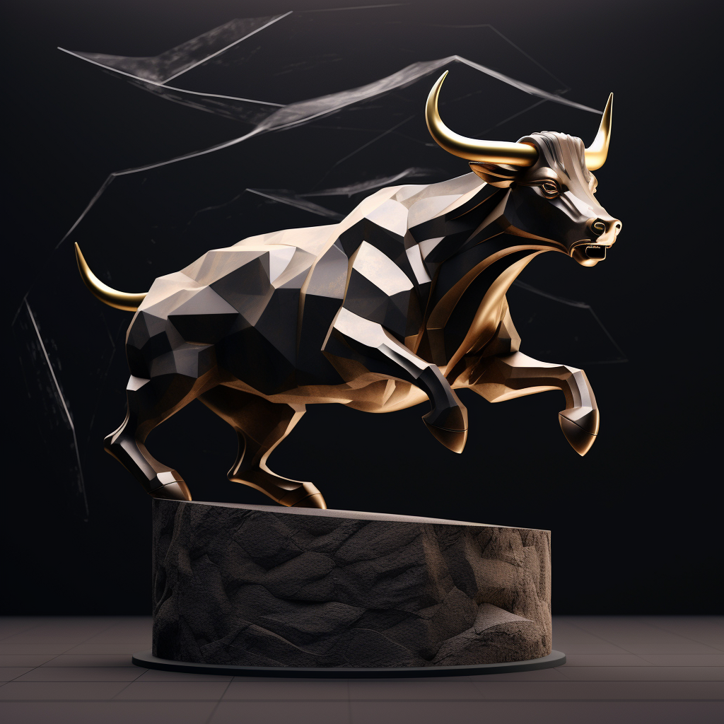 Minimalist Bull Sculpture with Gold Lines