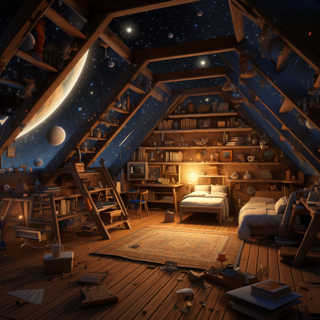 Attic space floating in space