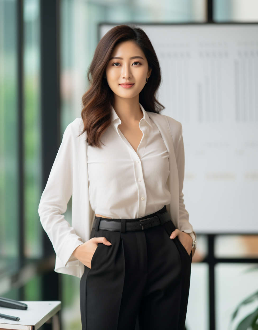 Asian Businesswoman Giving Presentation in Meeting