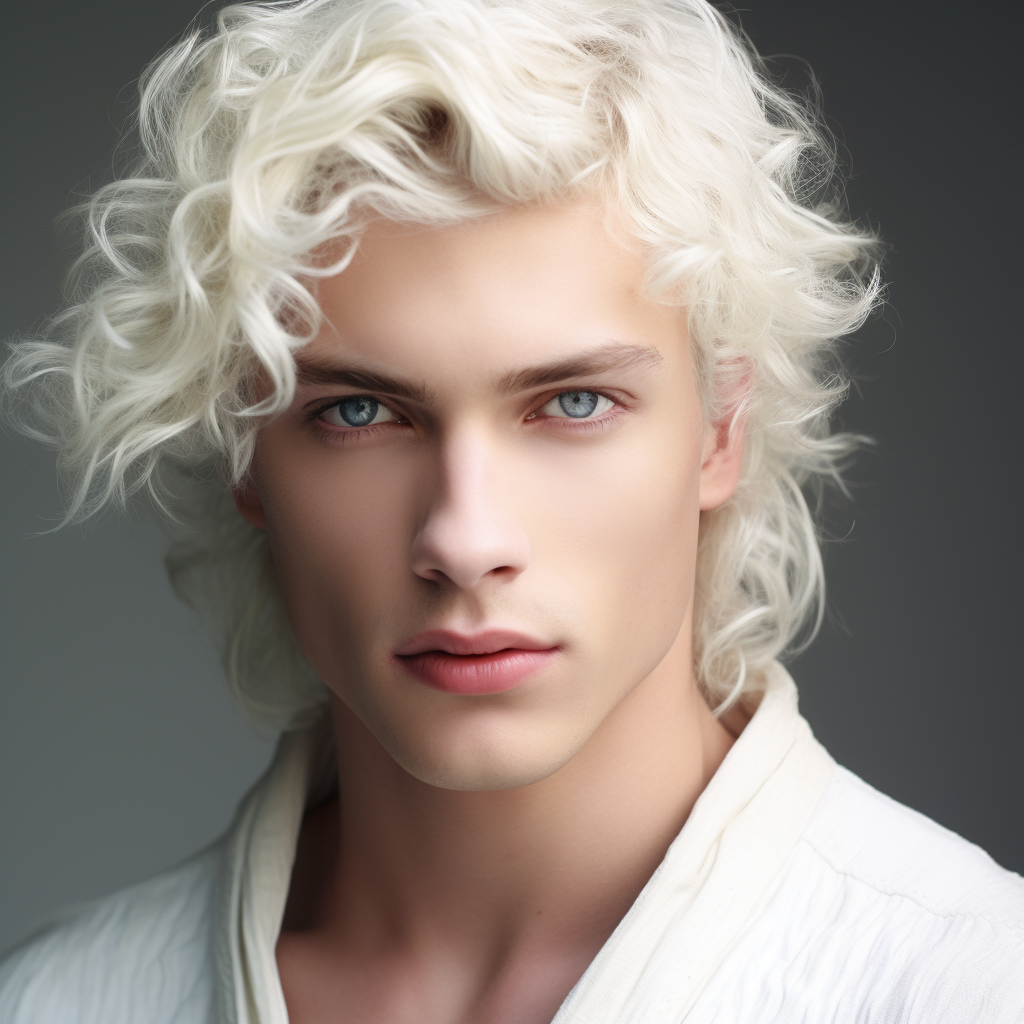 Attractive man with white skin and blond hair