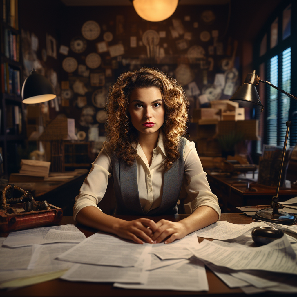 Attractive woman working at desk