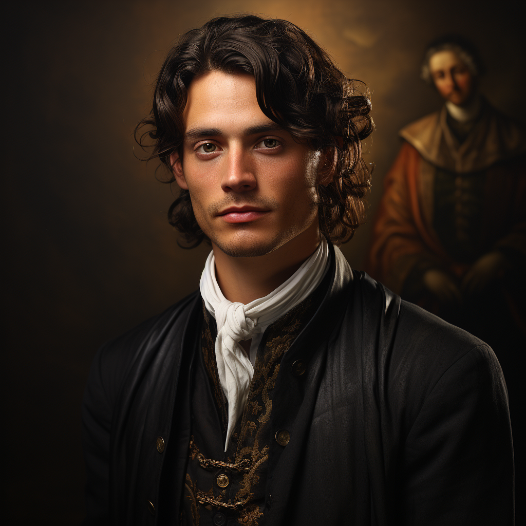 Portrait of an attractive Victorian man in a dark-colored oil painting