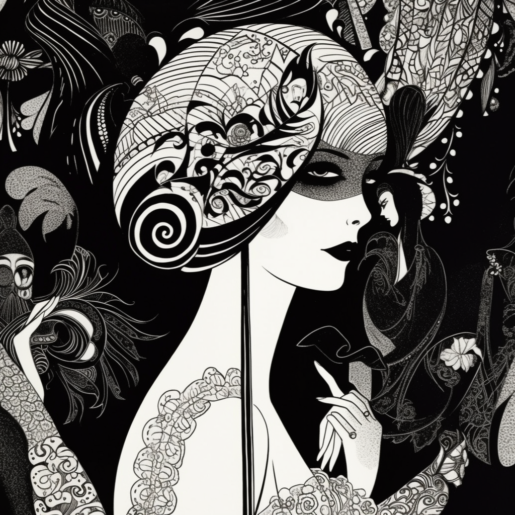 Woman at a Masked Ball Illustration