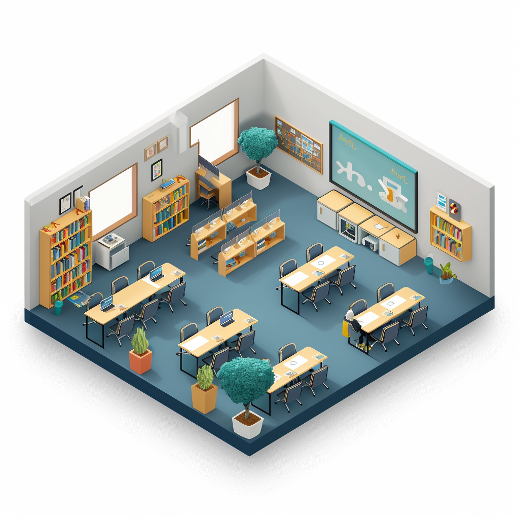 Classroom Audiovisual Elements Isometric Render