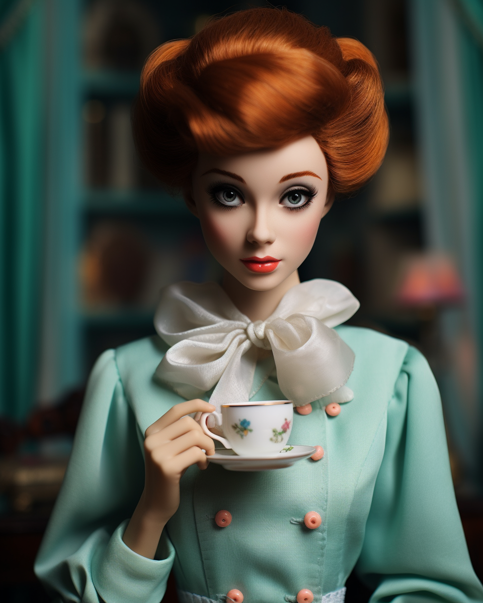 Audrey Hepburn Doll with Tea