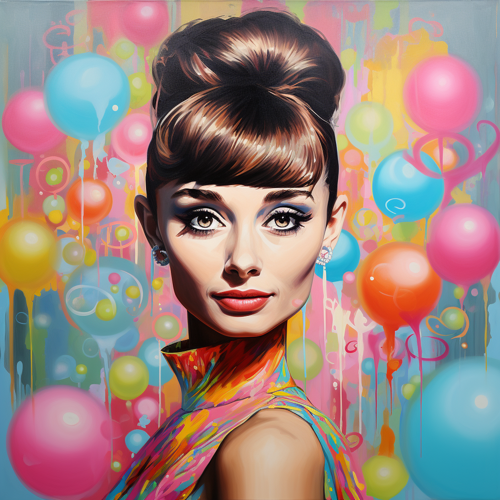 Audrey Hepburn in Kenny Scharf Style