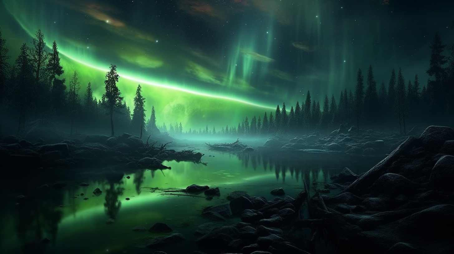 Stunning Aurora Borealis reflecting in the sky