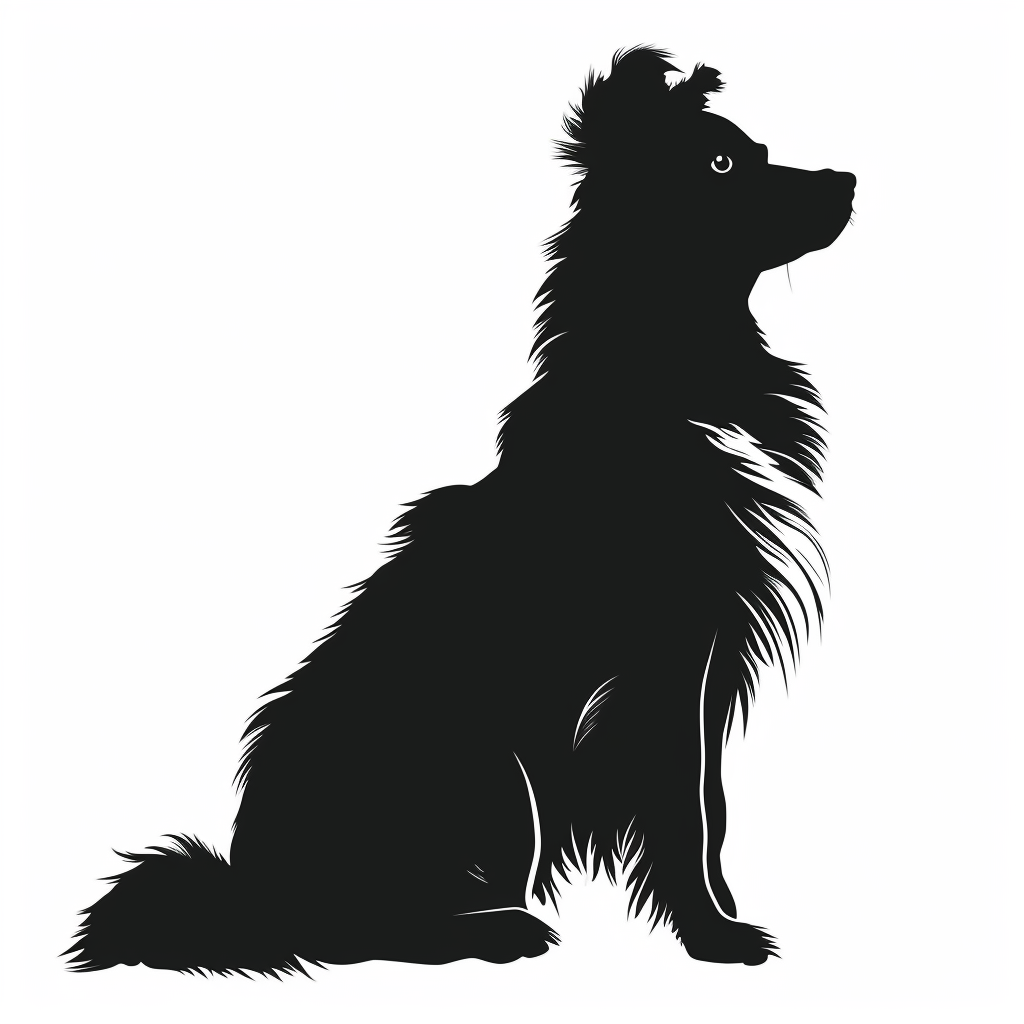 Fluffy Australian Shepherd dog silhouette without tail