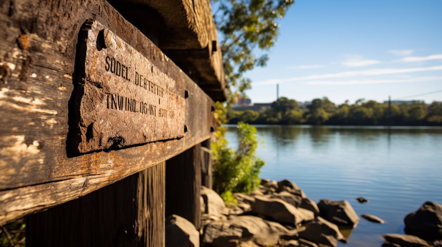 Handmade sign under Australian bridge