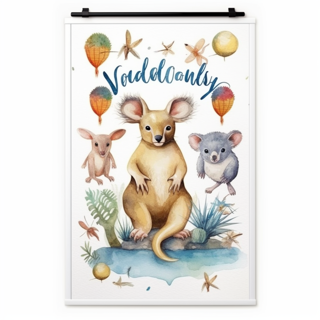 Poster Welcome Australia Map Kangaroo