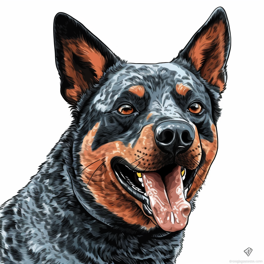 Australian Cattle Dog Cartoon Clipart with Happy Face