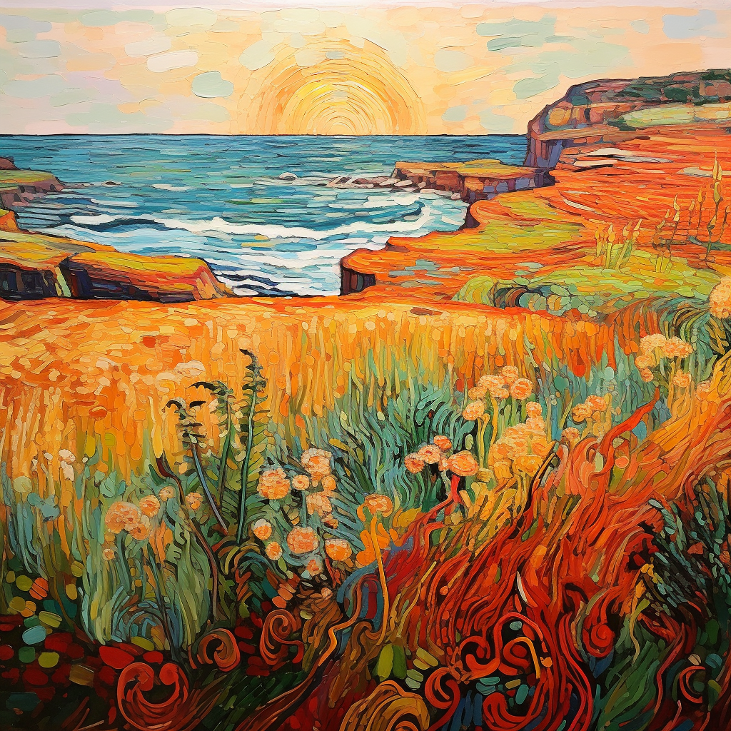 Vibrant Australian Coastline with Red and Yellow Rocks