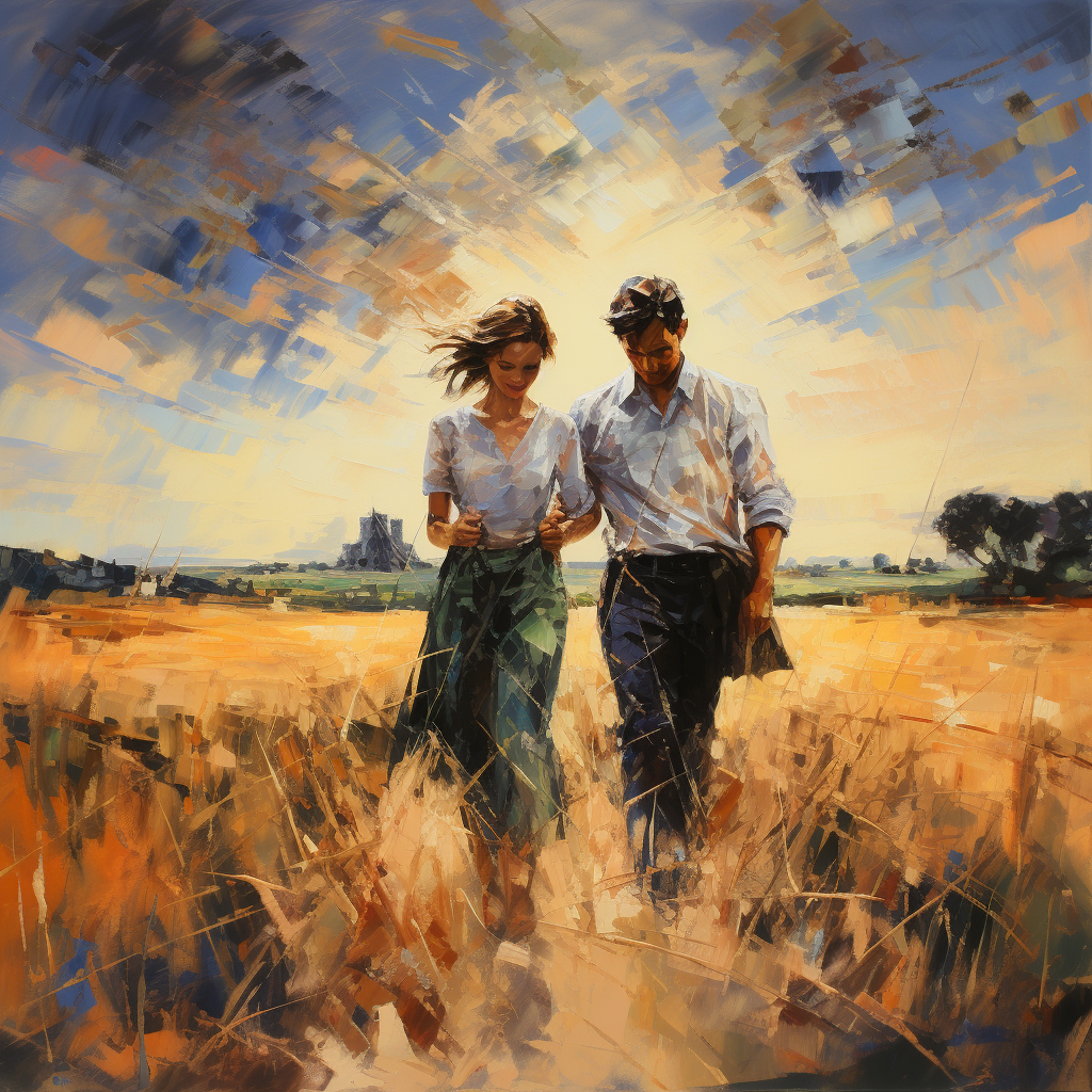 Loving couple in Australian landscape