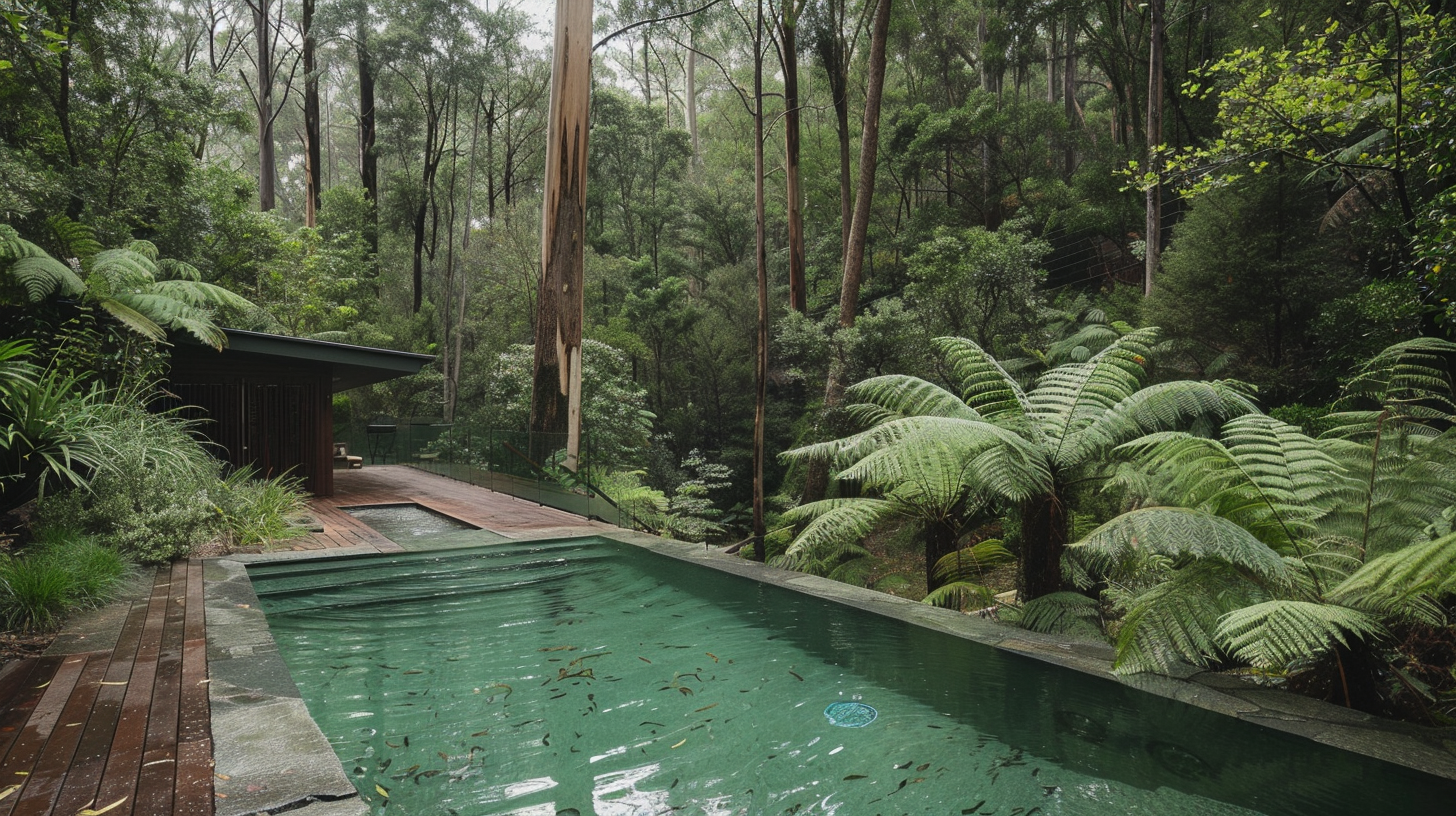 Australian forest tree fern swimming pool