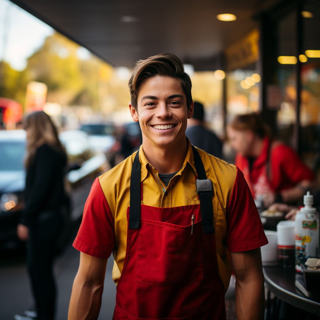 Friendly Australian Gen Z Drive-Through Worker