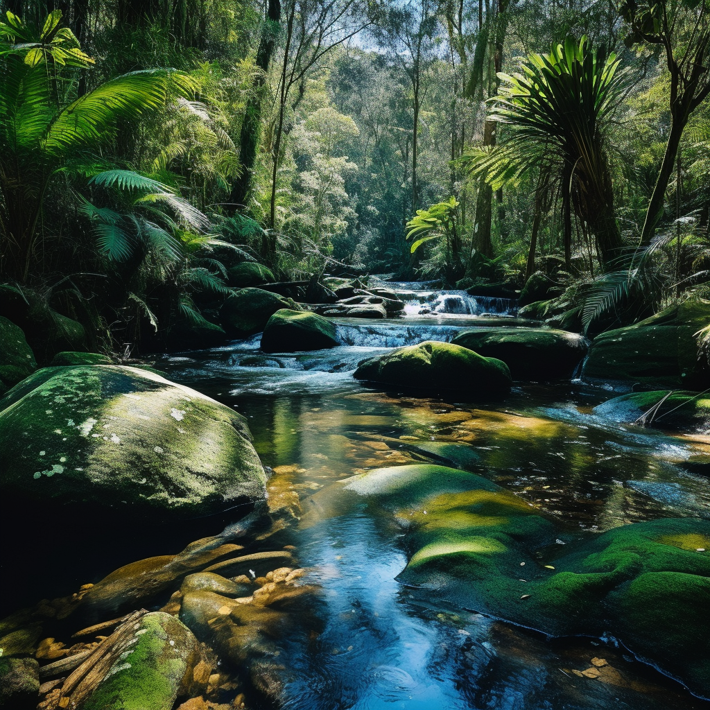 Beautiful waterfalls in Australian rainforest