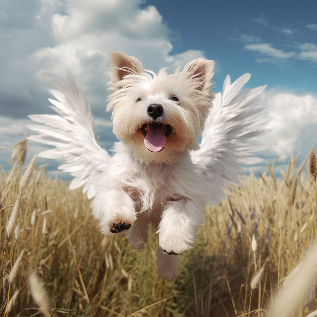 Happy Australian Terrier with Angel Wings