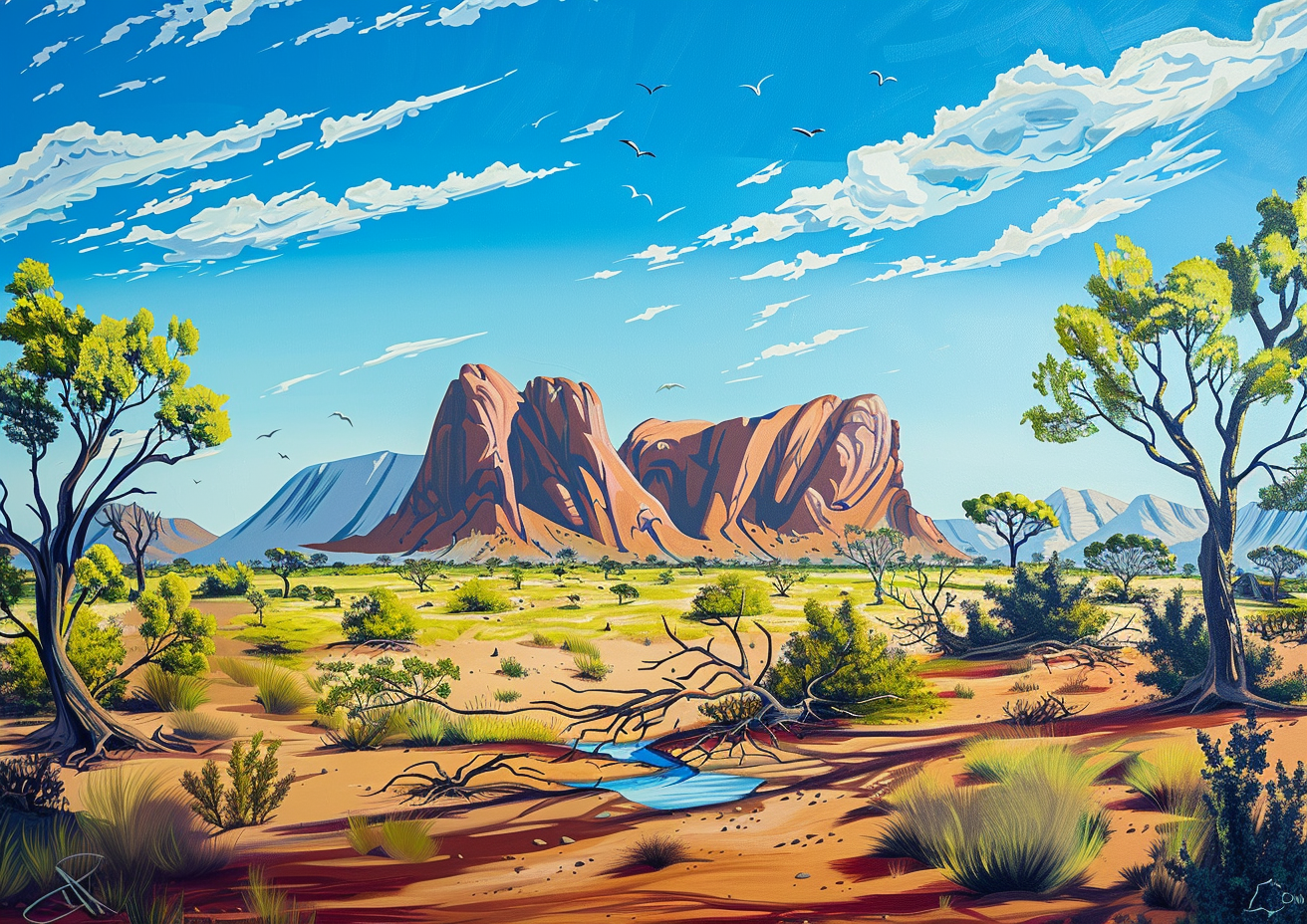 Australian Uluru Kata Tjuta Painting