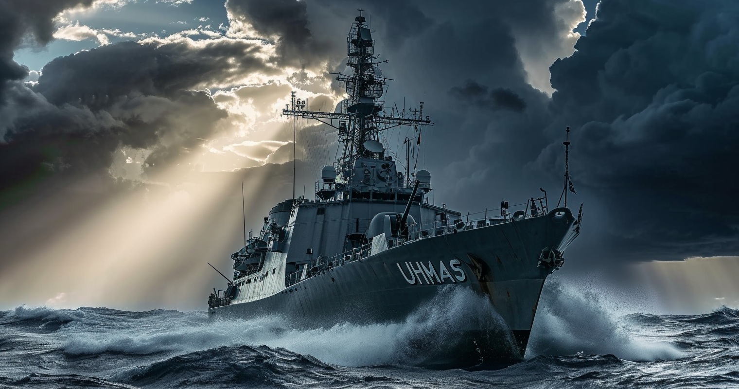 Australian Warship in Rough Seas