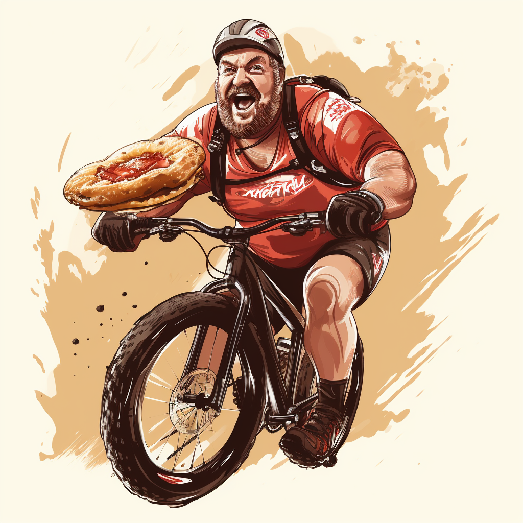 Australian rugby player enjoying a meat pie during mountain bike ride