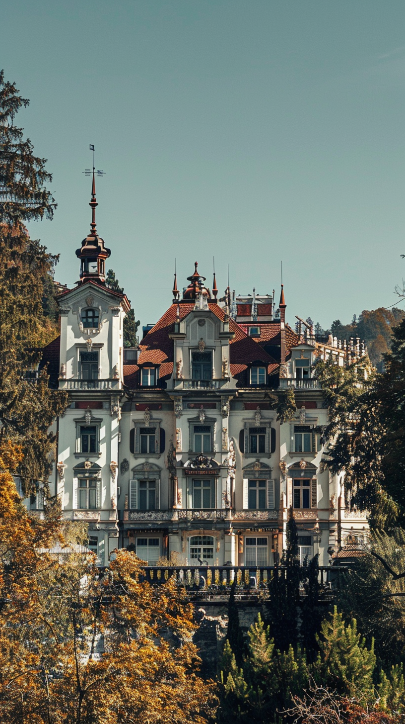 Opulent Austrian castle in lush gardens