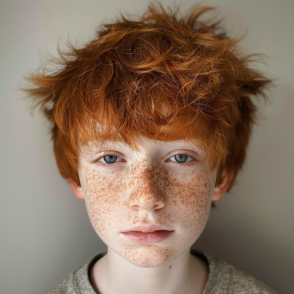 Autistic boy with red hair