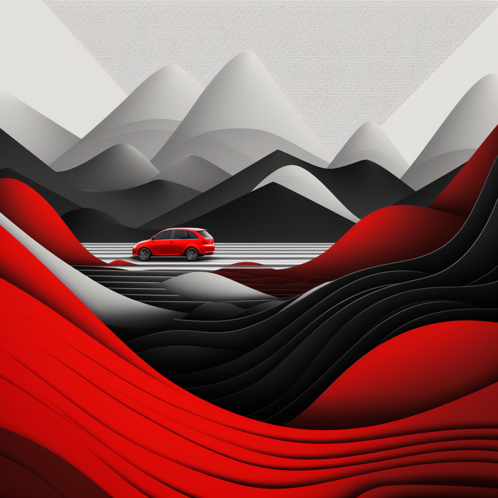 Automotive hero image with geometric mountain pattern