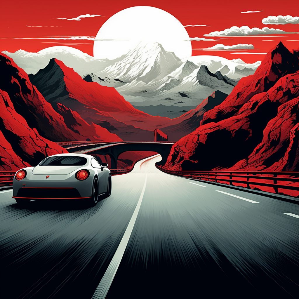 Automotive website hero section with mountains