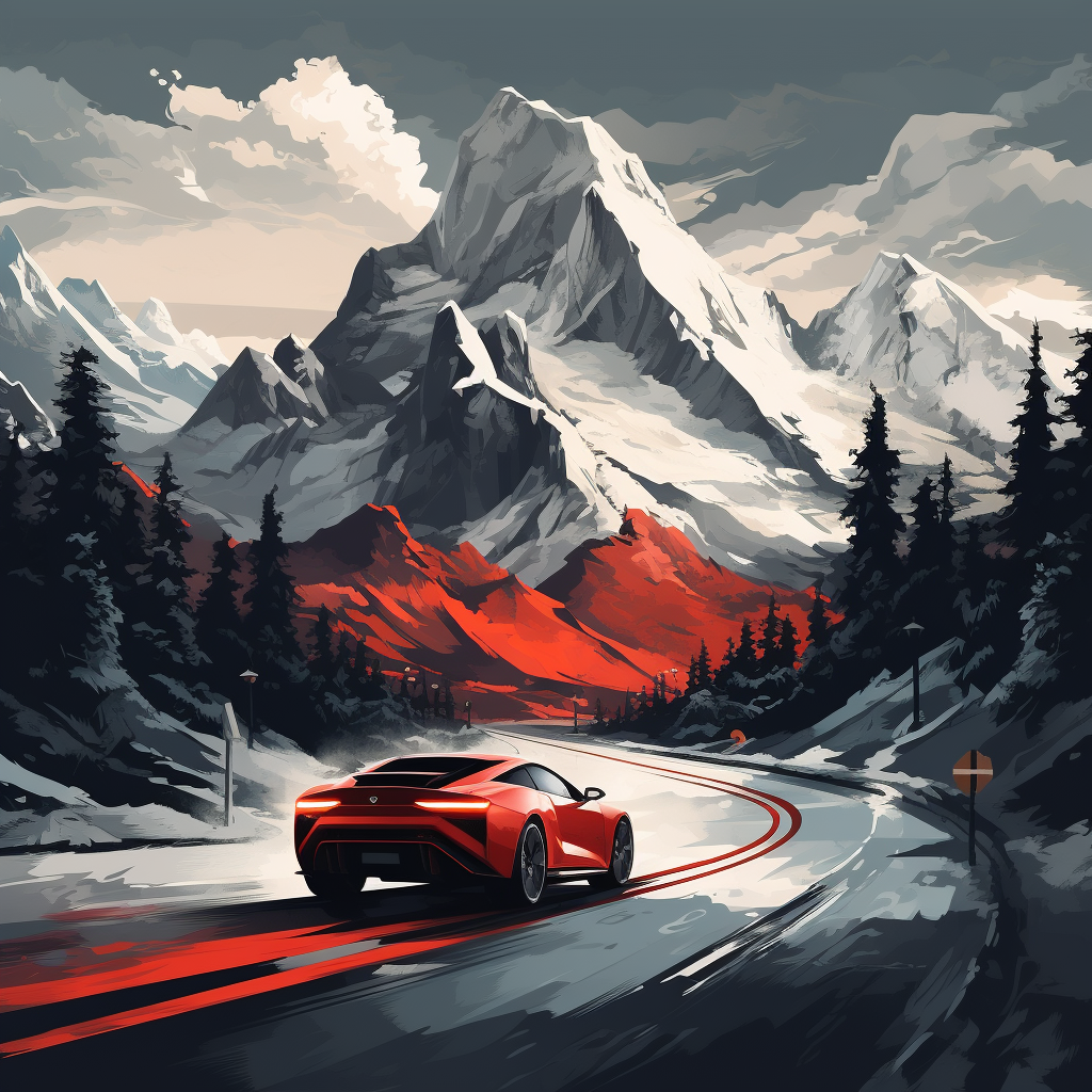 Artwork featuring mountains for automotive website