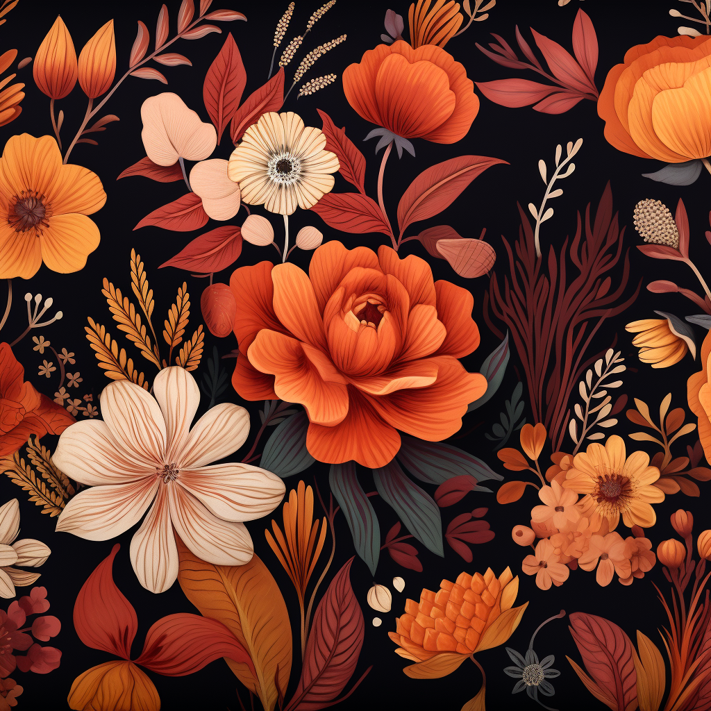 Beautiful autumn boho floral pattern