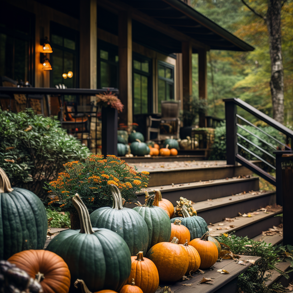 Up-close pumpkins in vintage luxury home