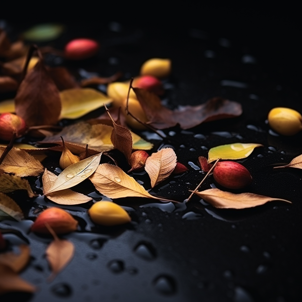 Small autumn colored fallen leaf